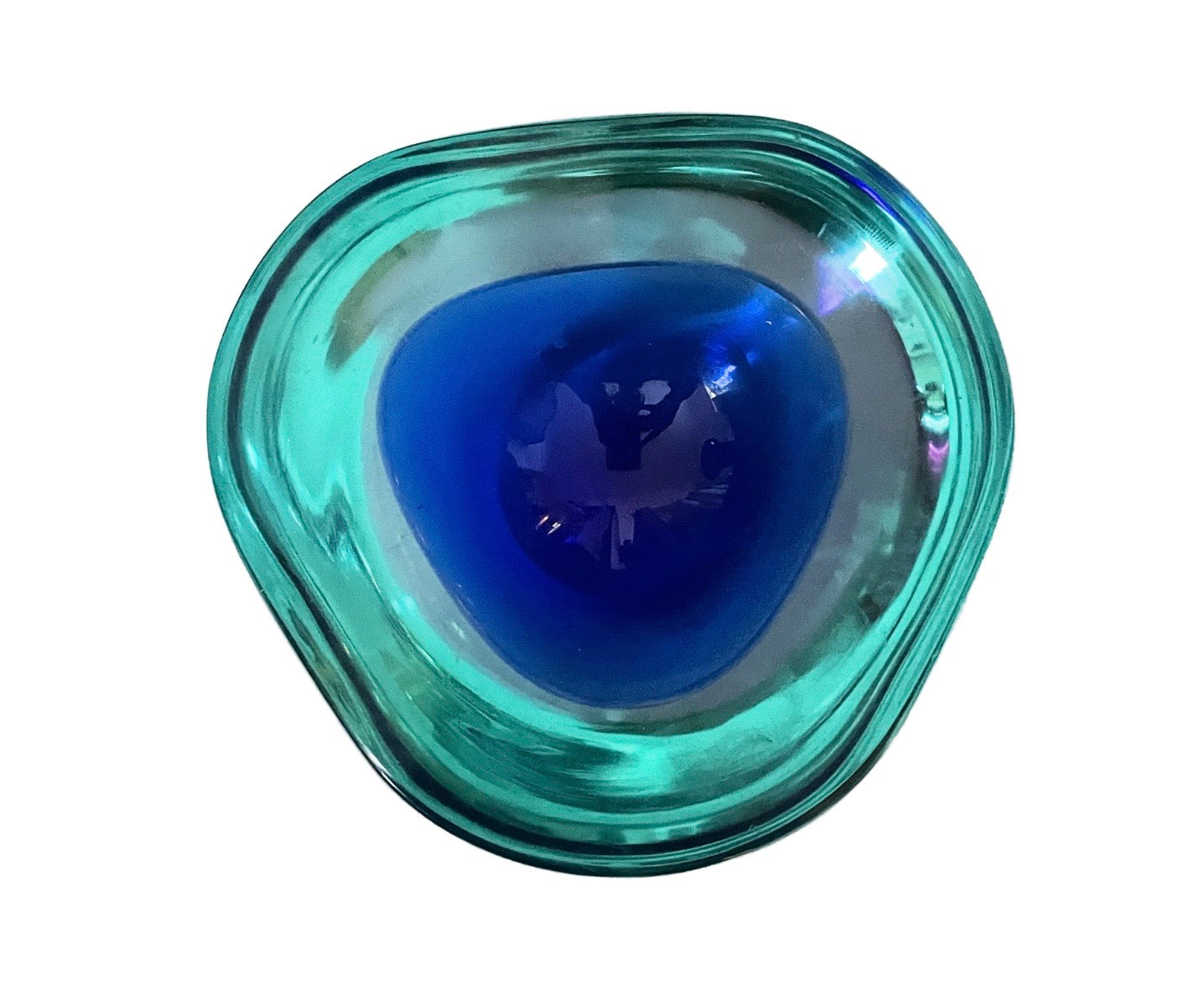 Turquoise and Royal Blue Seguso Geode Murano Bowl