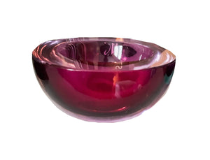 Seguso Murano Sommerso Pink Fuchsia Glass Geode Art Glass Bowl