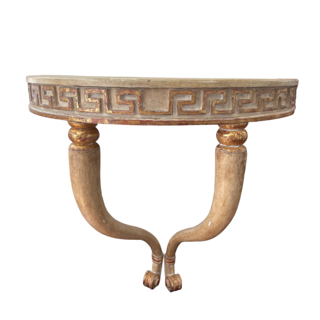 Italian Greek Key Console with Gilded Detail