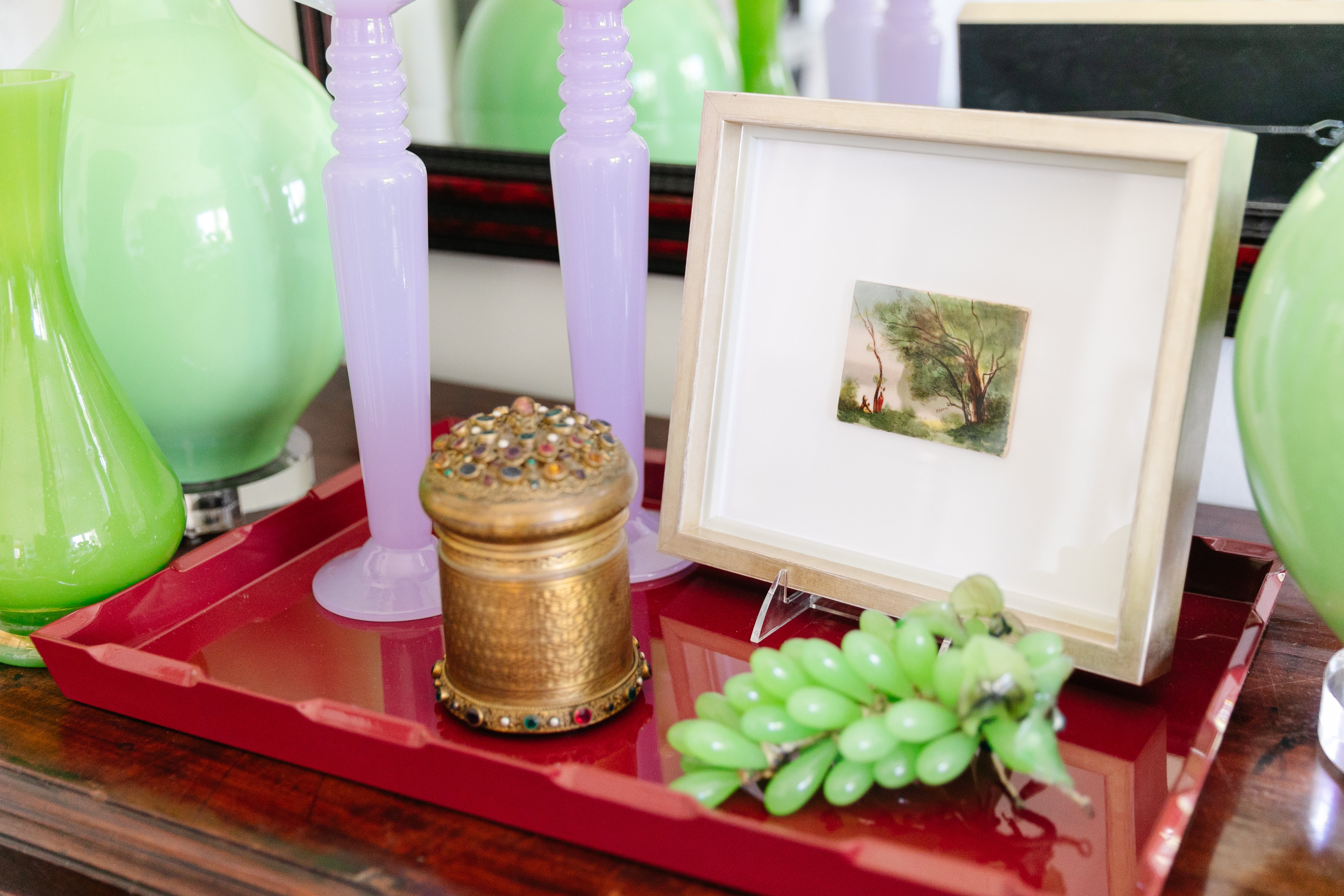 Vintage Bright Green Glass Grapes