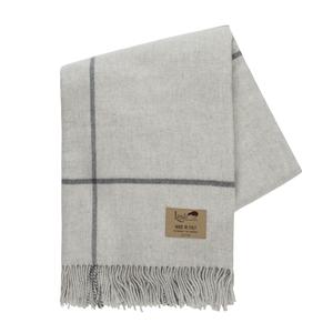 Light Gray and Charcoal Windowpane Wool and  Cashmere Throw