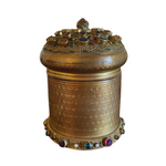 Load image into Gallery viewer, Mid-20th Century Italian Gilt Metal and Jewel Music Box
