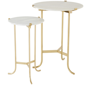 White Marble and Brass Mid-Century Reproduction Table