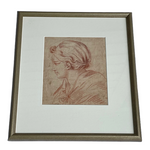 Load image into Gallery viewer, Early 19th Century French Sanguine Sketch of a Young Boy in a Silver Leaf Frame
