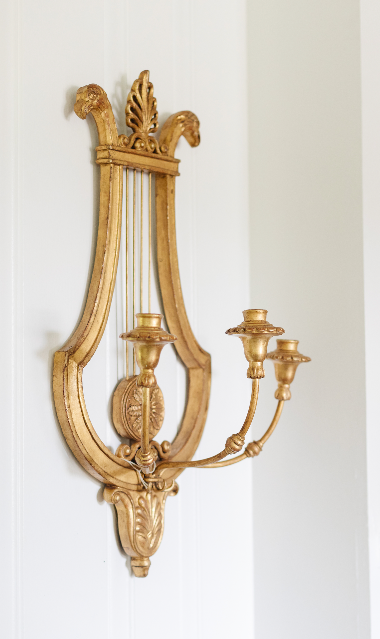 Pair of Grand Scale Gilded Sconces