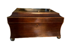 Load image into Gallery viewer, English Tea Caddy/Box in Walnut &amp; Satinwood with Key

