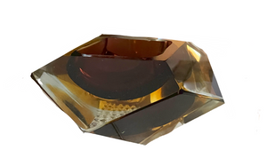 Brown  and Yellow Geode Murano Sommerso Bowl