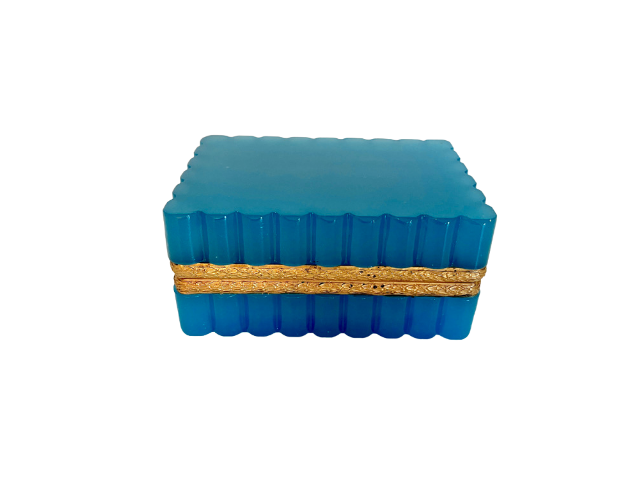 Scalloped Blue Opaline Box