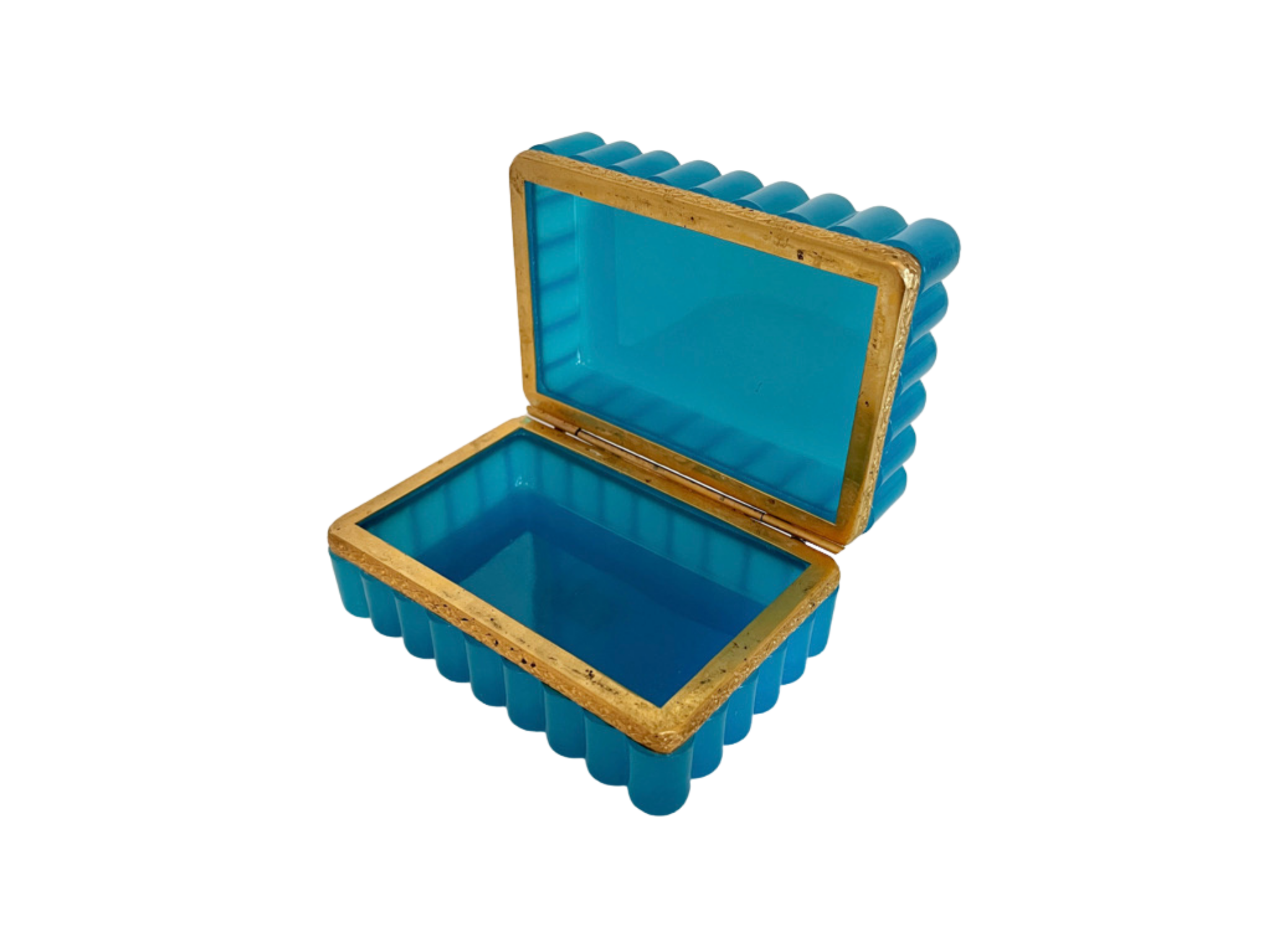 Scalloped Blue Opaline Box