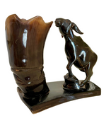 Load image into Gallery viewer, Vintage Horn Vase With Carved Ox
