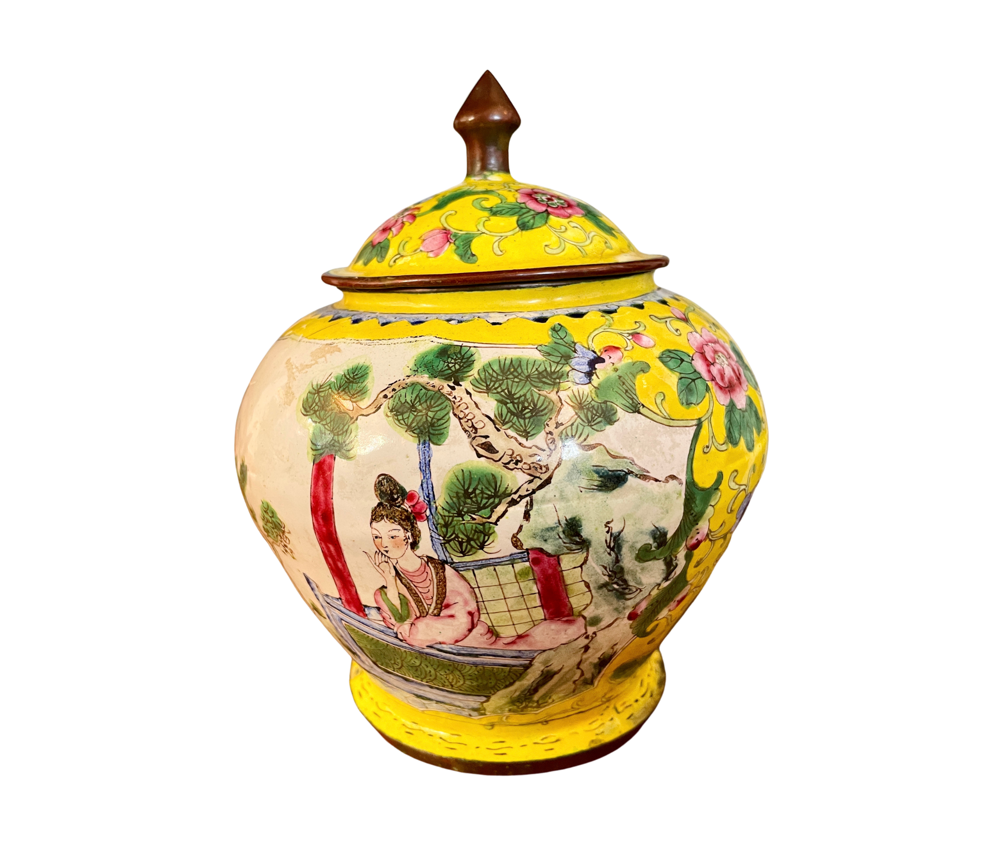 Yellow Asian Enamel Jar