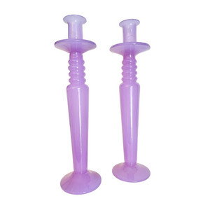 Pair of Lavender Opaline Candlesticks