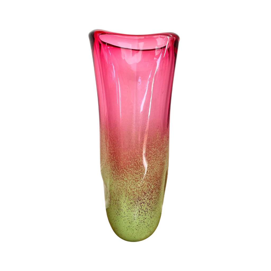 Pink and Green Large Handblown Vase
