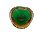 Load image into Gallery viewer, Vintage Murano Sommerso Green and Amber Glass Bowl
