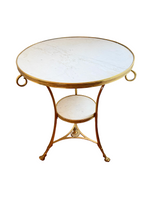 Load image into Gallery viewer, Gilded Brass and Marble Gueridon Side Table
