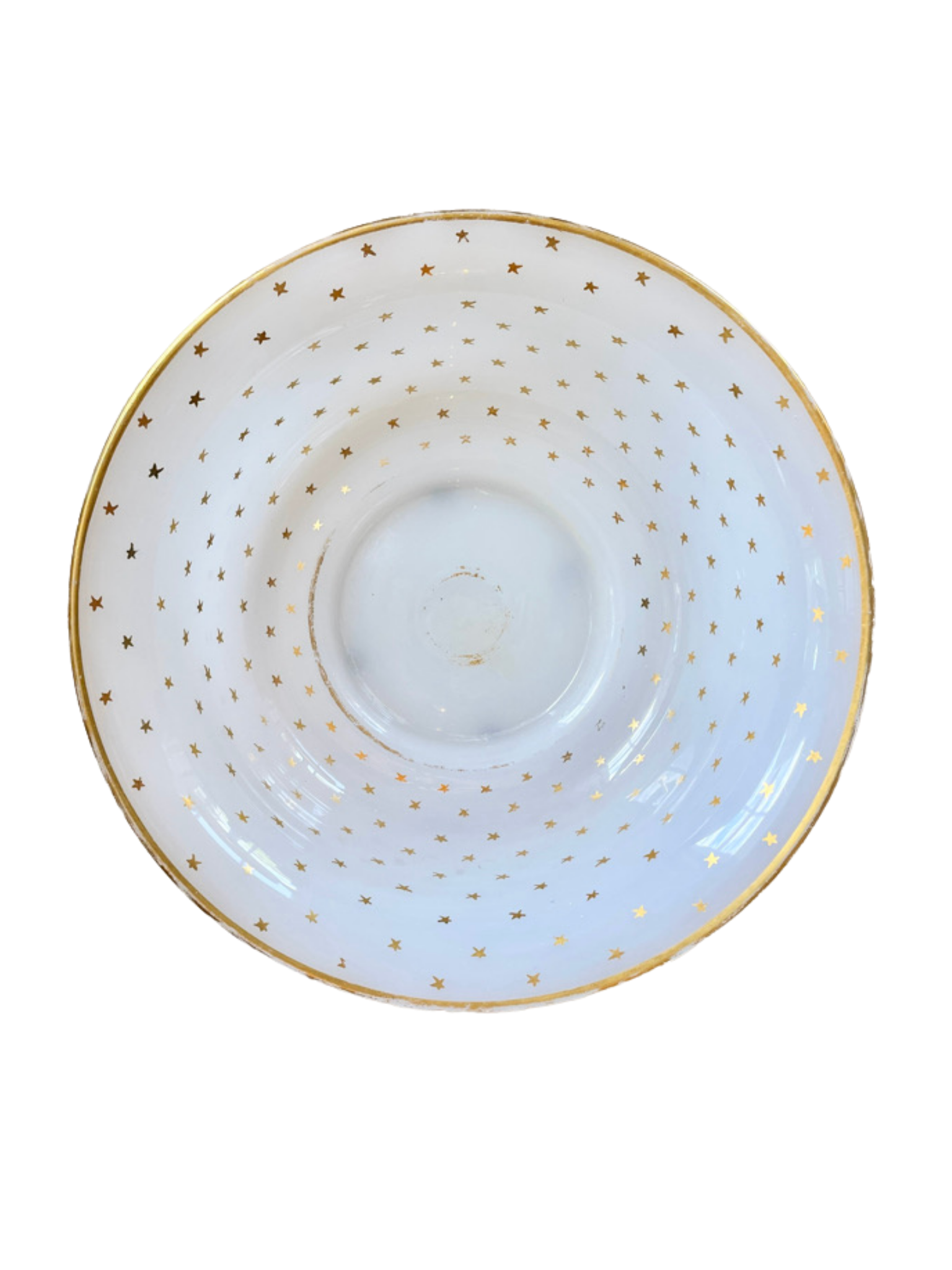 19th c. French Opaline Glass Bowl With Gold Stars