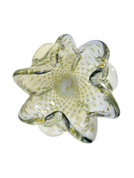 Load image into Gallery viewer, Murano Clear Gold Flecked Lettuce Leaf Bowl
