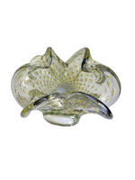 Load image into Gallery viewer, Murano Clear Gold Flecked Lettuce Leaf Bowl
