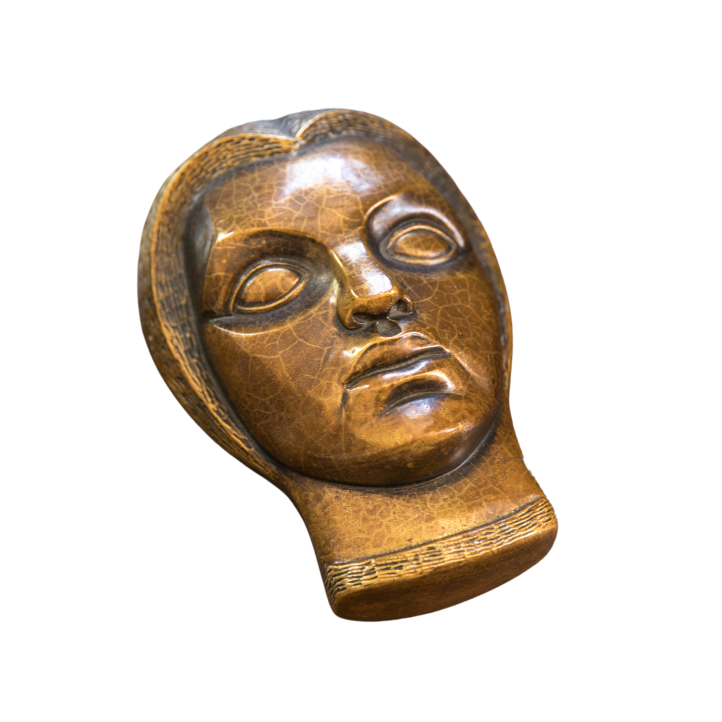 Art Deco Bronze Ceramic Heads of Man and Woman