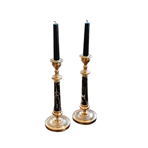 Pair of Vintage Gilt and Marble Candlesticks