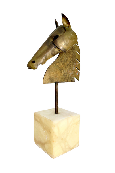 Brass Horse Head on Marble Base – Laurel Rd Antiques & Modern