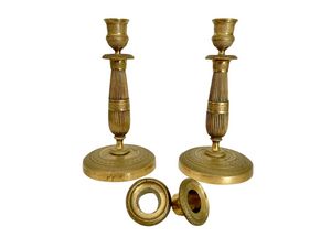 Pair of Antique French Bronze Candlesticks