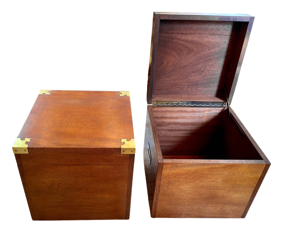 Pair of Campaign Style Storage Cubes