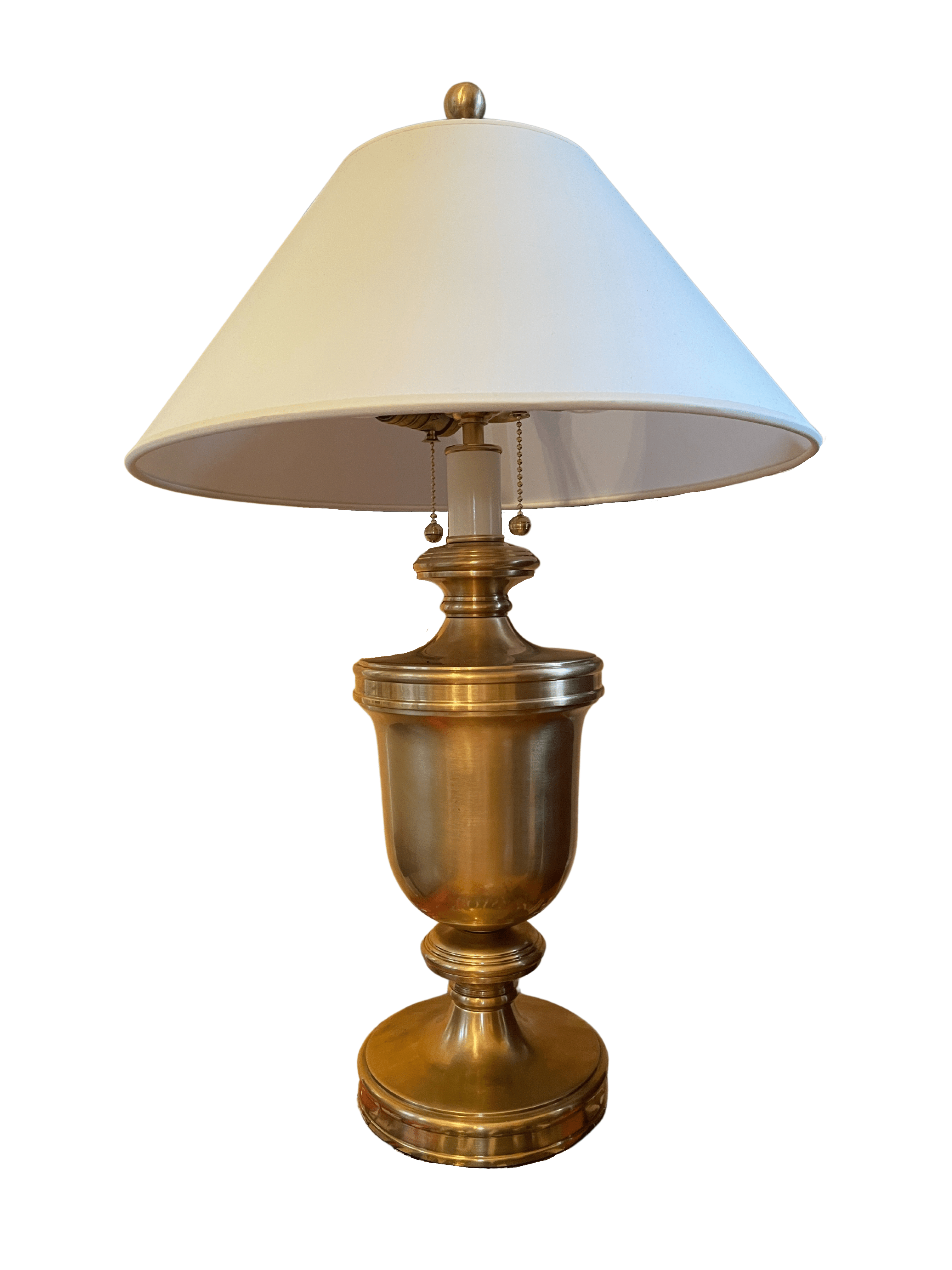 Brass Urn Lamp With "Coolie" Shade