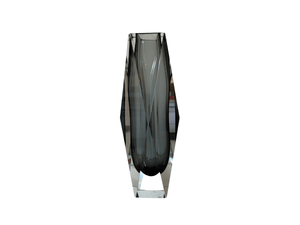 Murano Sommerso Grey Prism Cut Vase