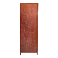 Hand Carved Wood Screen With Deer