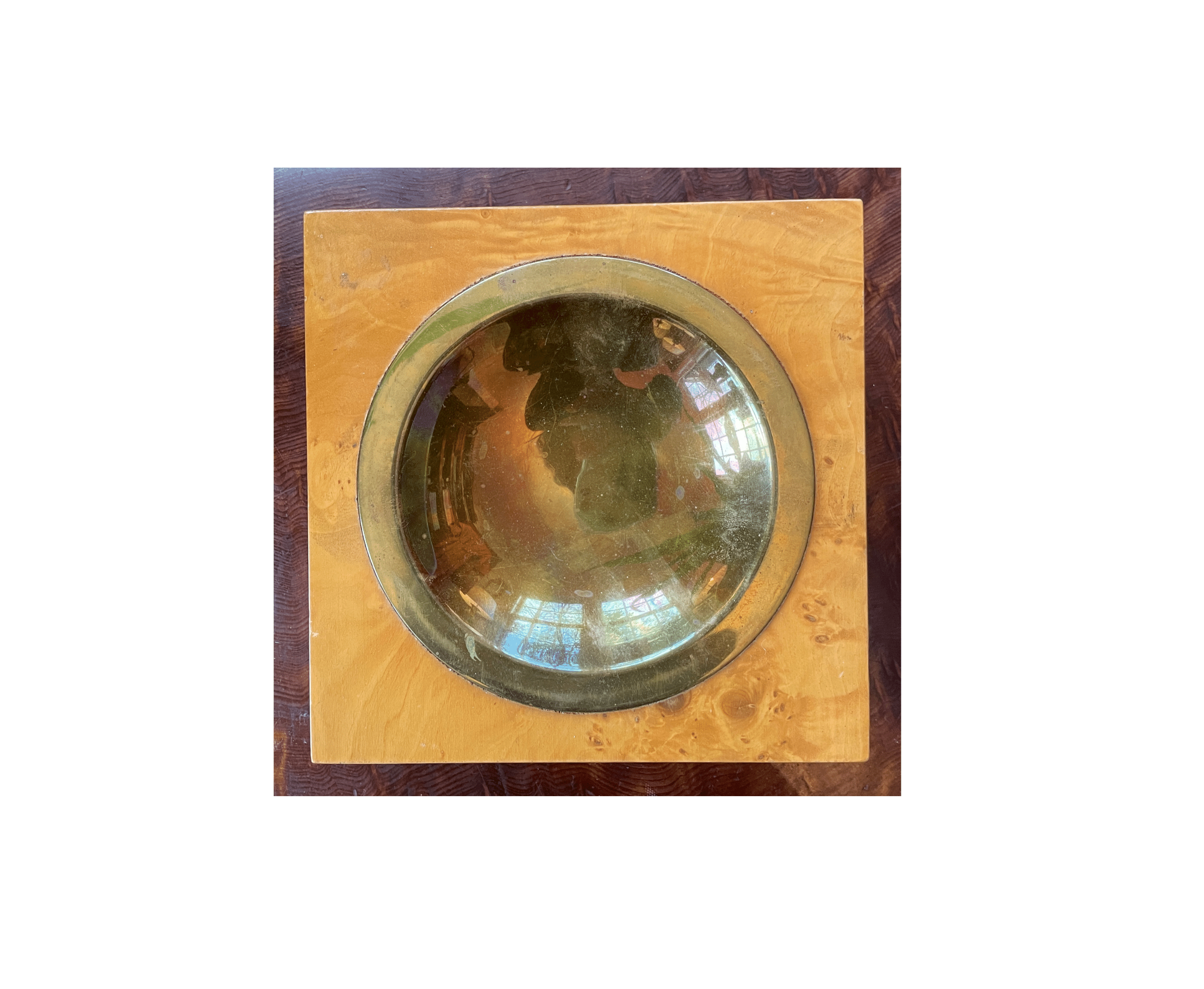 Mid-Century Brass and Burled Wood "Catch-All" or Ashtray