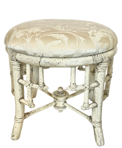 White Bamboo Chippendale Stool