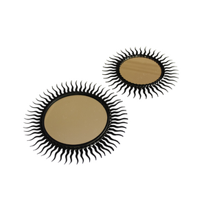 Set of Black Sun Motif Mirrors