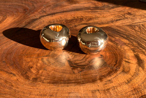 Pair of Globular Bronze Candle Holders