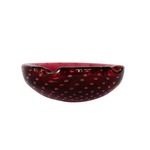 Load image into Gallery viewer, Art Glass Ashtray Dark Rouge with Bubbles
