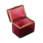 Load image into Gallery viewer, Vintage Ruby Glass and Brass Box
