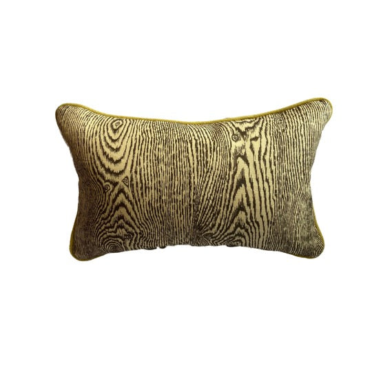 Faux Bois Pillow with Yellow Trim